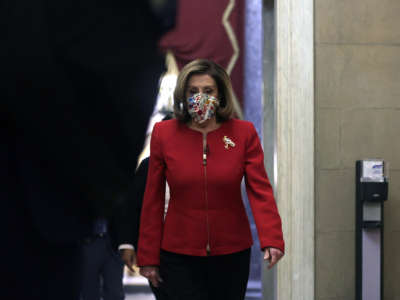 Speaker Rep. Nancy Pelosi walks in a hallway at the U.S. Capitol, January 8, 2021, in Washington, D.C.