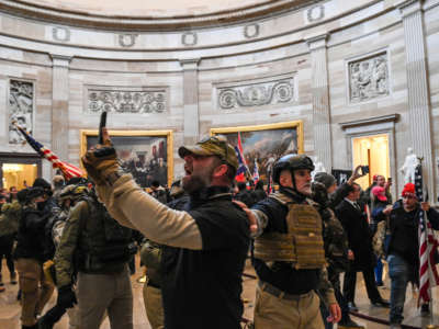 Trump loyalists breach the U.S. Capitol on January 6, 2021, in Washington, D.C.