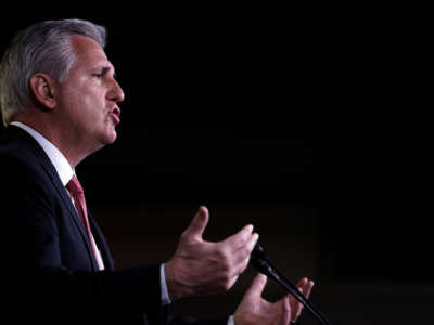 House Minority Leader Kevin McCarthy speaks during his weekly press conference on January 21, 2021, in Washington, D.C.