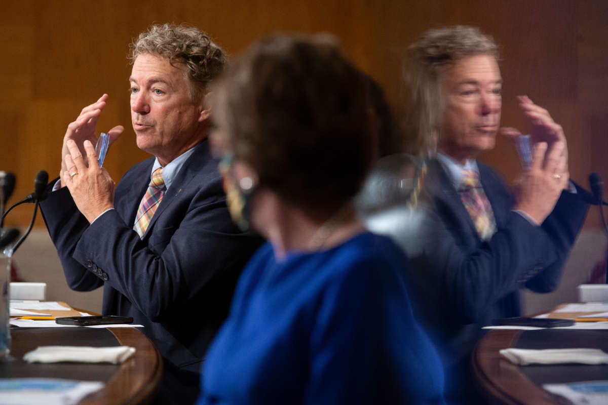 Sen. Rand Paul and Sen. Susan Collins attend a Senate Health, Education, Labor, and Pensions Committee hearing on September 9, 2020, in Washington D.C.