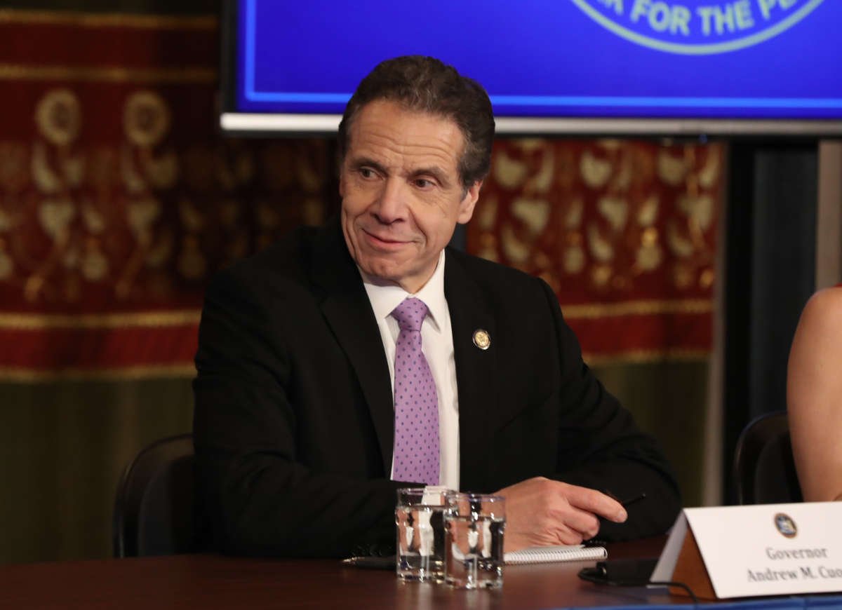 New York Gov. Andrew Cuomo speaks during his daily news conference amid the coronavirus outbreak on March 20, 2020, in New York City.