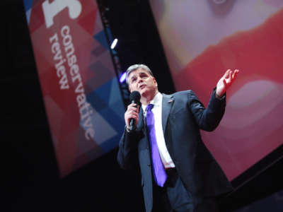 Sean Hannity speaks at the Conservative Review Convention at the Bon Secours Wellness Arena in Greenville, South Carolina, February 18, 2016.