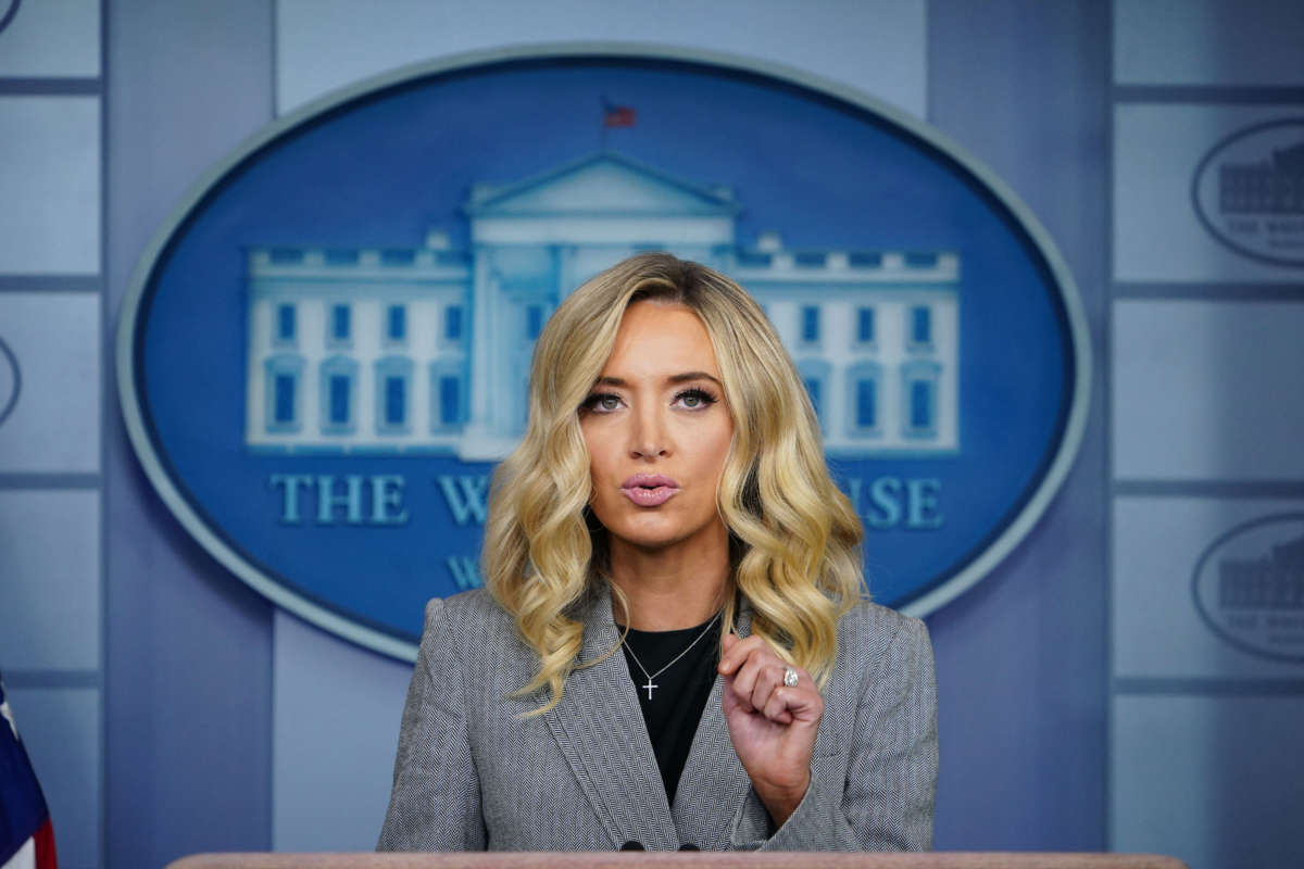 White House Press Secretary Kayleigh McEnany speaks during a briefing in the Brady Press Briefing Room of the White House in Washington, D.C., May 8, 2020.