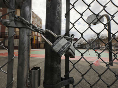 A public school stands closed on April 14, 2020 in the Brooklyn borough of New York City.