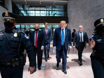 President Trump arrives on Capitol Hill to attend a Senate Republican policy luncheon on May 19, 2020, in Washington, D.C.