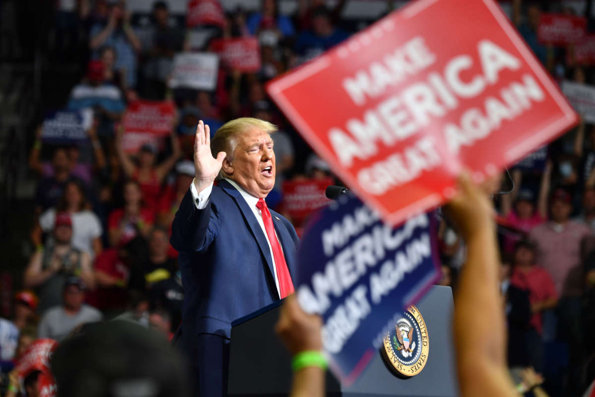 President Trump speaks during a campaign rally at the BOK Center on June 20, 2020, in Tulsa, Oklahoma.