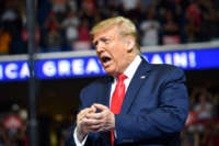 President Trump speaks during a campaign rally at the Bank of Oklahoma Center on June 20, 2020, in Tulsa, Oklahoma.