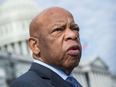 Rep. John Lewis is seen outside the Capitol on December 13, 2018.