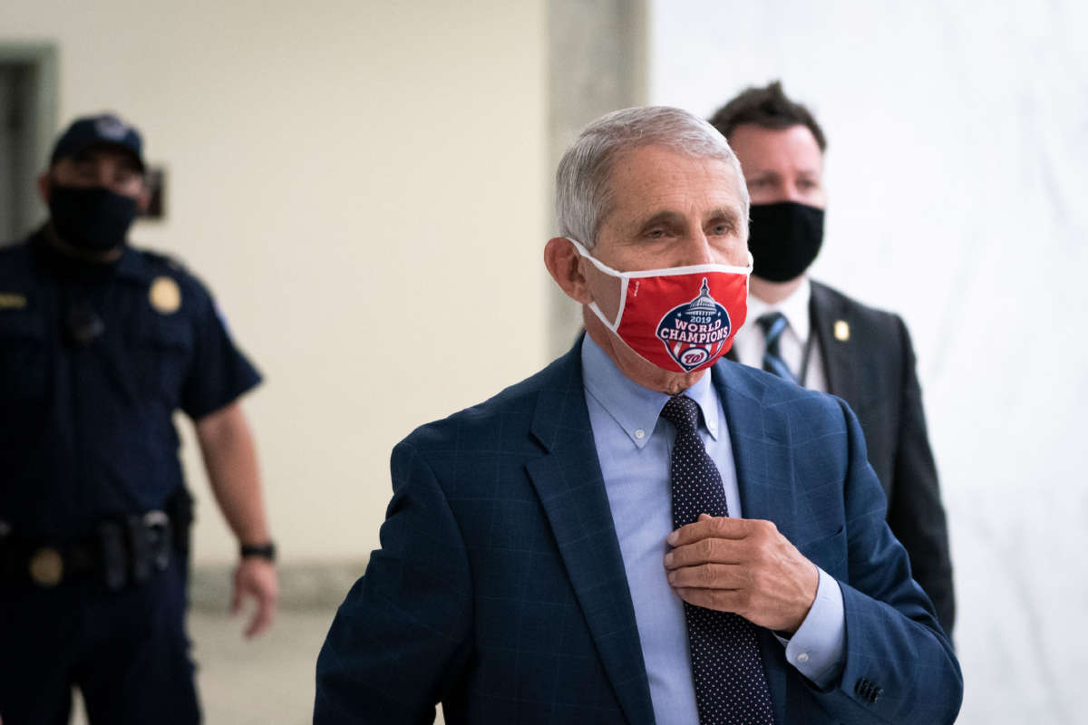 Anthony Fauci, director of the National Institute of Allergy and Infectious Diseases, arrives in the Rayburn House Office building for a House Select Subcommittee on Coronavirus hearing on July 31, 2020, in Washington, D.C.