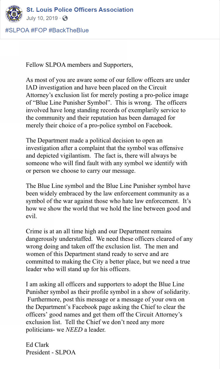 Statement by the President of the St. Louis Police Union.