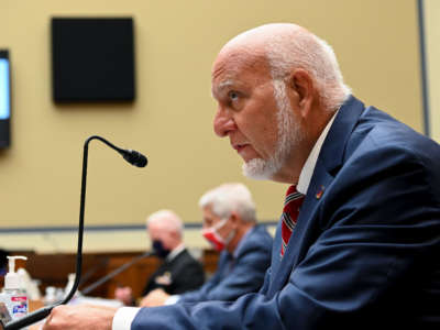 Robert Redfield, director of the Centers for Disease Control and Prevention, testifies during a House Select Subcommittee on the Coronavirus Crisis hearing on July 31, 2020, in Washington, D.C.