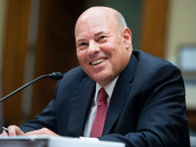 Postmaster General Louis DeJoy testifies during a hearing before the House Oversight and Reform Committee on August 24, 2020, on Capitol Hill in Washington, D.C.