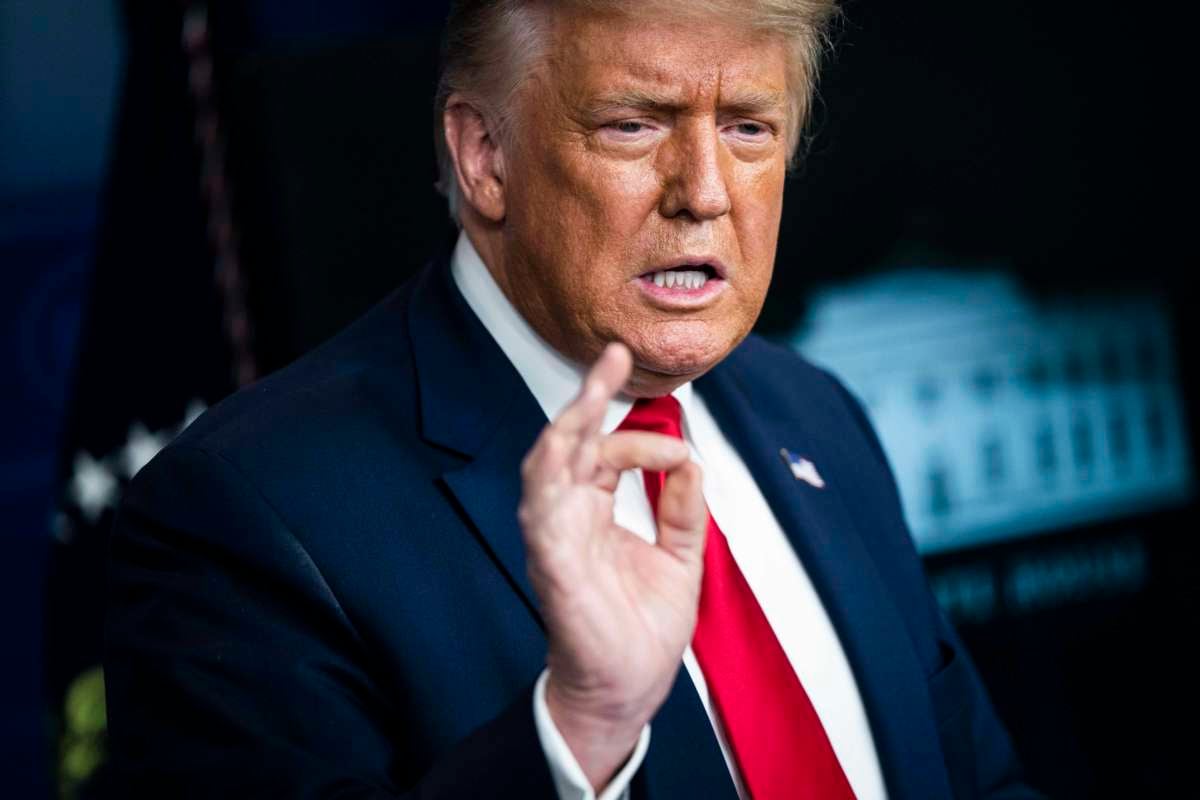President Trump speaks during a COVID-19 briefing in the James S. Brady Briefing Room at the White House on July 28, 2020, in Washington, D.C.