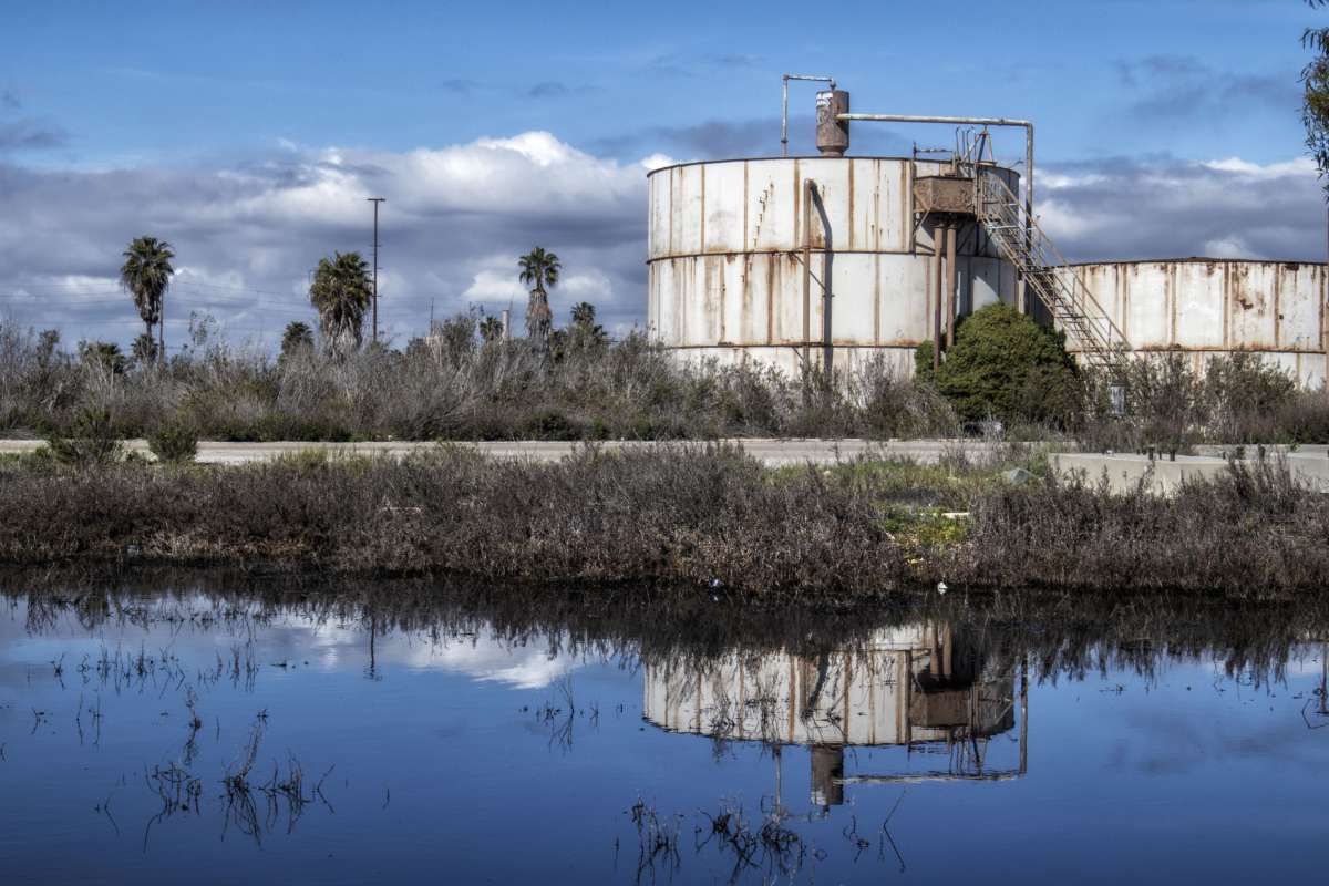 Los Cerritos Wetlands, in Long Beach, California, was once a thriving wetlands, but is now mostly privately owned and used for oil extraction and processing operations, as seen in this photo taken on February 28, 2019.