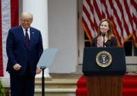 Judge Amy Coney Barrett speaks after being nominated to the Supreme Court by Donald Trump in the Rose Garden of the White House in Washington, D.C., on September 26, 2020.