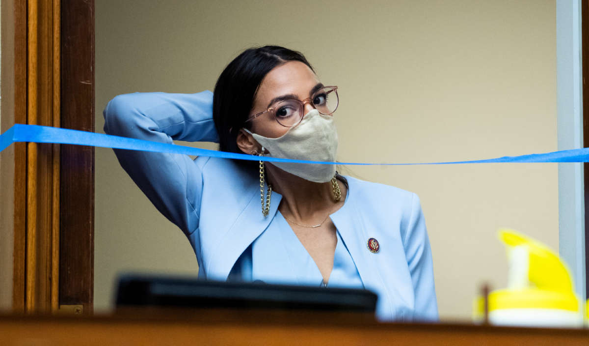 Rep. Alexandria Ocasio-Cortez arrives for a hearing before the House Oversight and Reform Committee on August 24, 2020, in Washington, D.C.