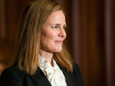 Judge Amy Coney Barrett, President Trump's nominee to the Supreme Court, takes meetings at the U.S. Capitol on October 1, 2020, in Washington, D.C.