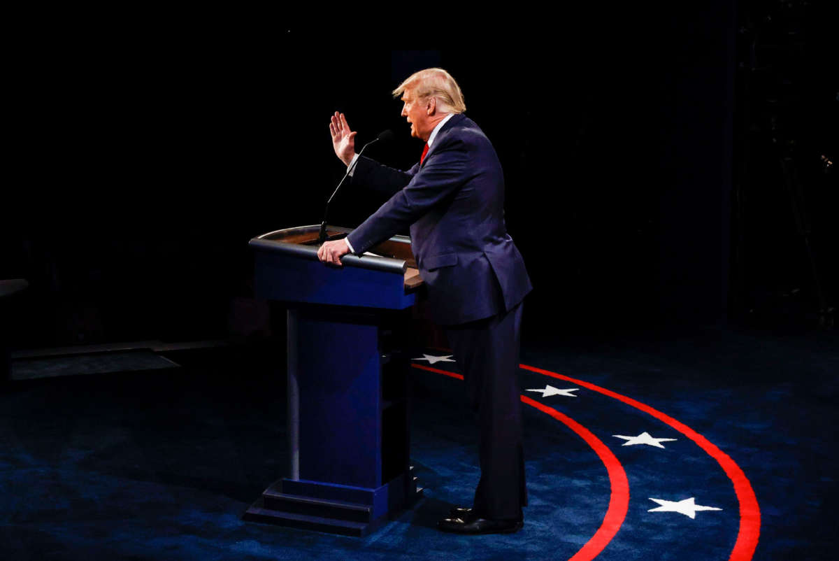 President Trump debates Democratic presidential nominee Joe Biden at Belmont University on October 22, 2020, in Nashville, Tennessee.