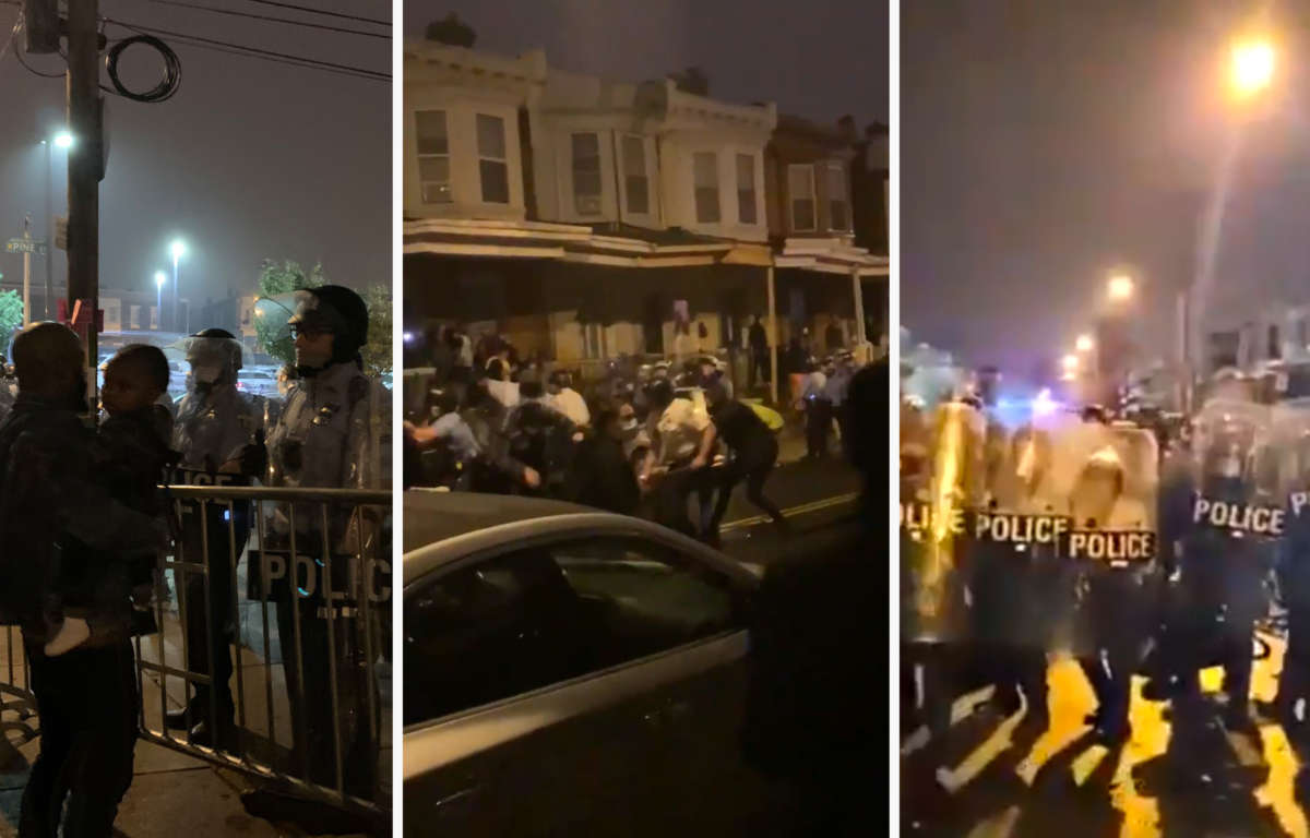 Protesters and police clash in West Philly after two Philadelphia Police officers killed a Black man in front of his mother on October 26, 2020.