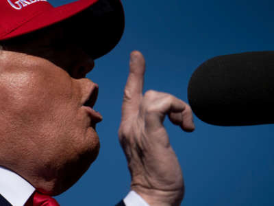 President Trump speaks during a rally at Laughlin/Bullhead International Airport, October 28, 2020, in Bullhead City, Arizona.