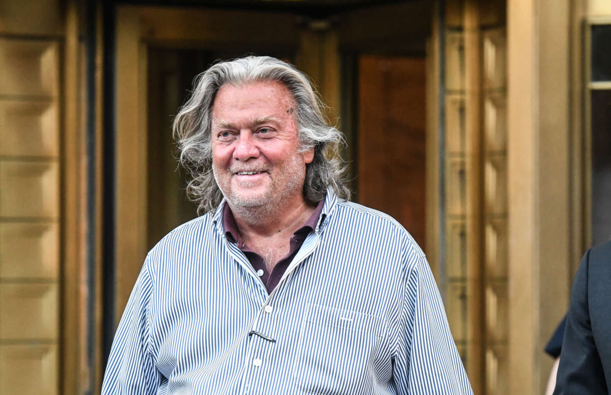 Former White House Chief Strategist Steve Bannon exits the Manhattan Federal Court on August 20, 2020, in the Manhattan borough of New York City.