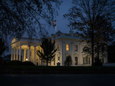 The sun sets at the White House