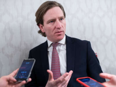 Christopher Krebs, director of the Cybersecurity and Infrastructure Security Agency, speaks to press at the Capital Hilton in Washington, D.C., January 22, 2020.