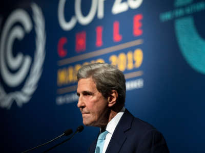 Former Secretary of State John Kerry speaks during a conference at the COP25 Climate Conference on December 10, 2019, in Madrid, Spain.