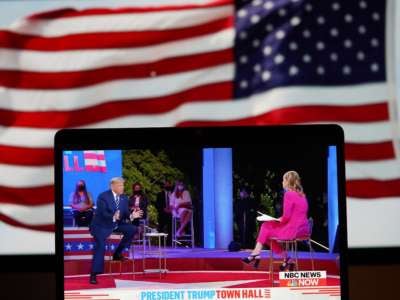 NBC live stream of U.S. President Donald Trump's town hall event outdoors in Miami, Florida, on October 15, 2020.