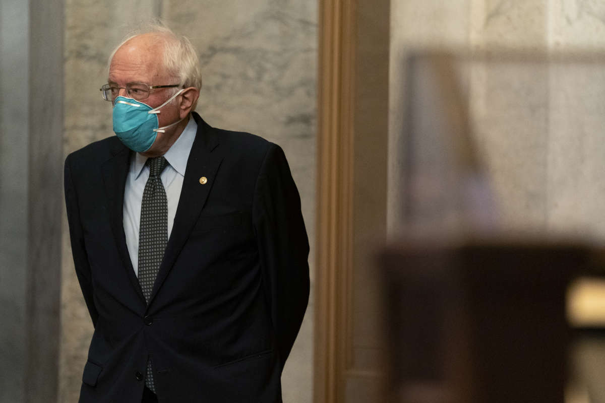 Sen. Bernie Sanders arrives at the U.S. Capitol on October 20, 2020, in Washington, D.C.