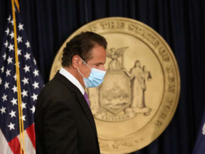 Gov. Andrew Cuomo arrives for a news conference on September 8, 2020, in New York City.