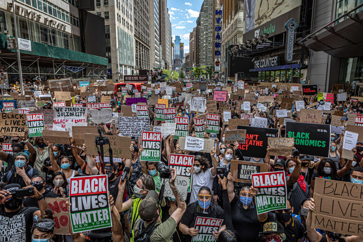 Thousands gathered in New York's Times Square for a demonstration organized by Black Lives Matter Greater New York on June 6, 2020.