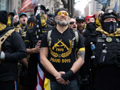 Proud Boys march in support of President Donald Trump in Washington, D.C., December 12, 2020.