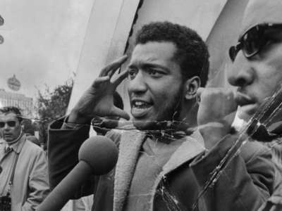 The Black Panthers' Fred Hampton speaks at a rally in Chicago's Grant Park in September 1969.