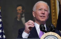 President Biden speaks on COVID-19 response in the State Dining Room of the White House in Washington, D.C., on January 26, 2021.