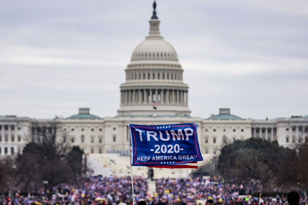 Trump loyalists storm the U.S. Capitol following a rally with President Donald Trump on January 6, 2021, in Washington, D.C.