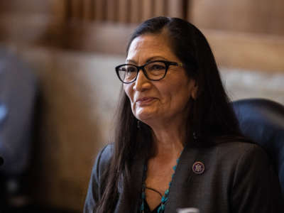 Rep. Deb Haaland testifies at her confirmation hearing before the Senate Committee on Energy and Natural Resources on Capitol Hill February 23, 2021, in Washington, D.C.