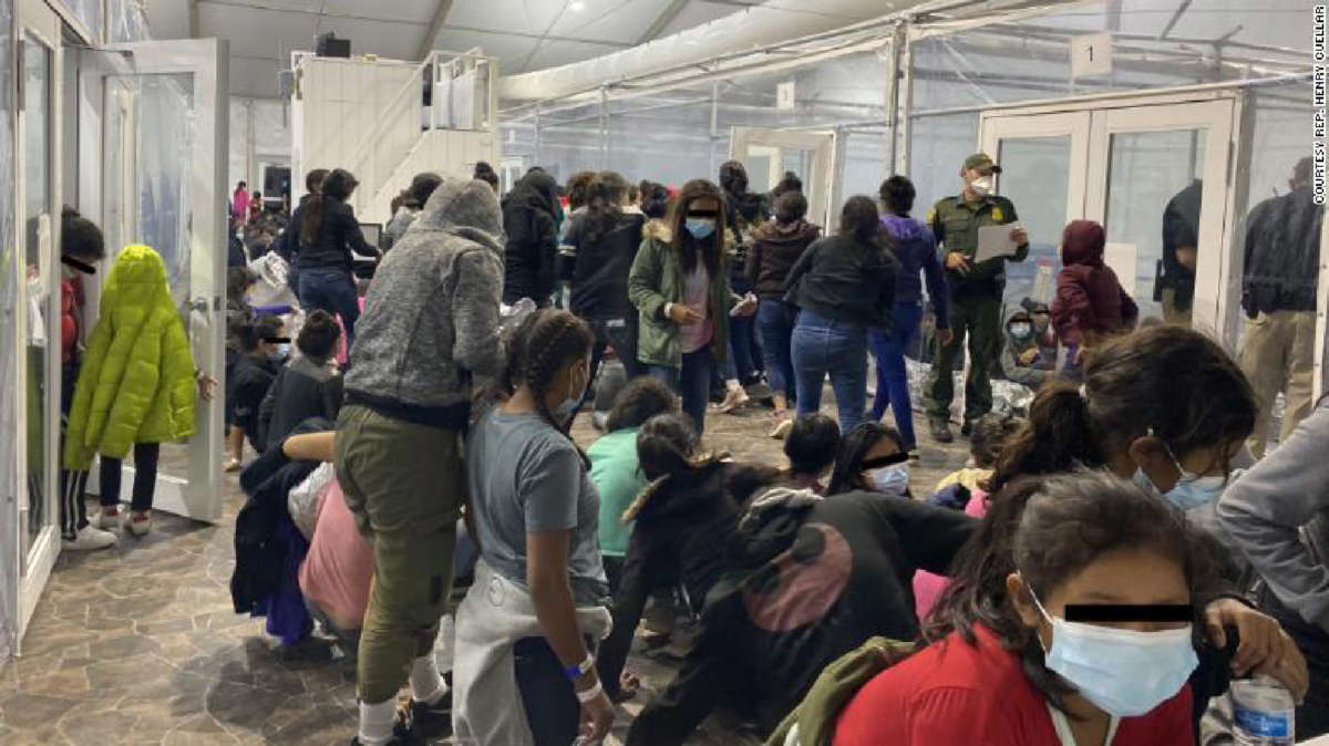 Photos released by Democratic Rep. Henry Cuellar's office show conditions inside a USCBP facility in Donna, Texas, over the weekend.