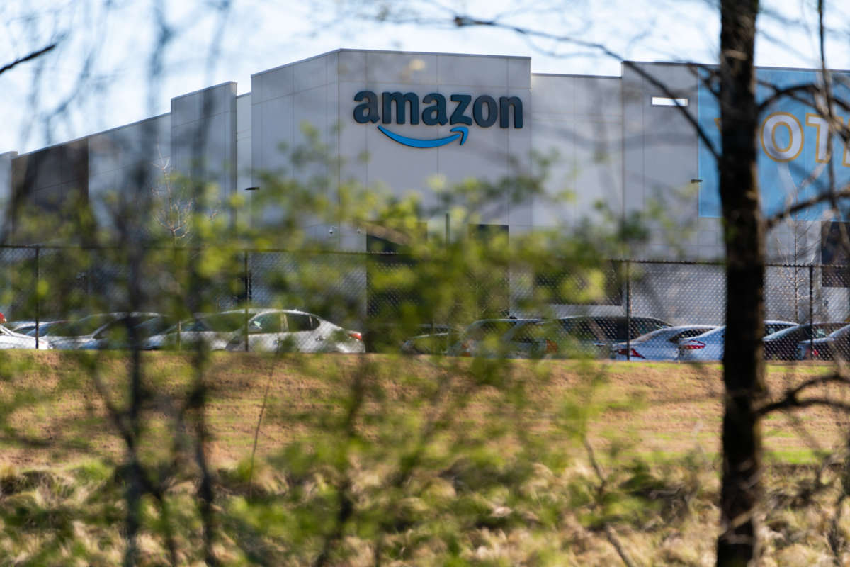 The Amazon fulfillment warehouse at the center of a unionization drive is seen on March 29, 2021, in Bessemer, Alabama.