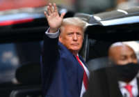 Former U.S. President Donald Trump leaves Trump Tower in Manhattan on May 18, 2021.