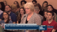 Prominent anti-vaccine conspiracy theorist Sherri Tenpenny testifies on the Ohio House floor on June 8, 2021.