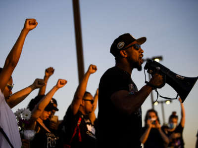 Tommy McBrayer speaks during a vigil for Winston Boogie Smith on June 4, 2021, in Minneapolis, Minnesota.