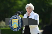 Treasury Secretary Janet Yellen speaks during a press conference after attending the G7 Finance Ministers meeting at Winfield House on June 5, 2021, in London, England.
