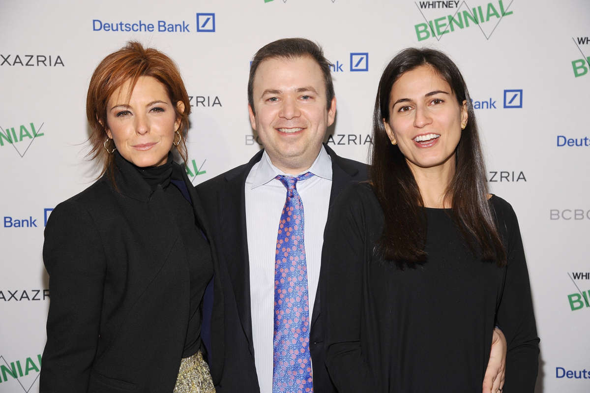 NEW YORK, NY - MARCH 04: (L-R) Business TV personality Stephanie Ruhle, founder of Saba Capital Boaz Weinstein, and Tali Farhadian attend the 2014 Whitney Biennial Opening Night Party at The Whitney Museum of American Art on March 4, 2014, in New York City.