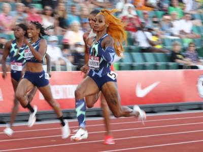 Sha'Carrie Richardson looks perfect and unbothered as she destroys her competition during a race