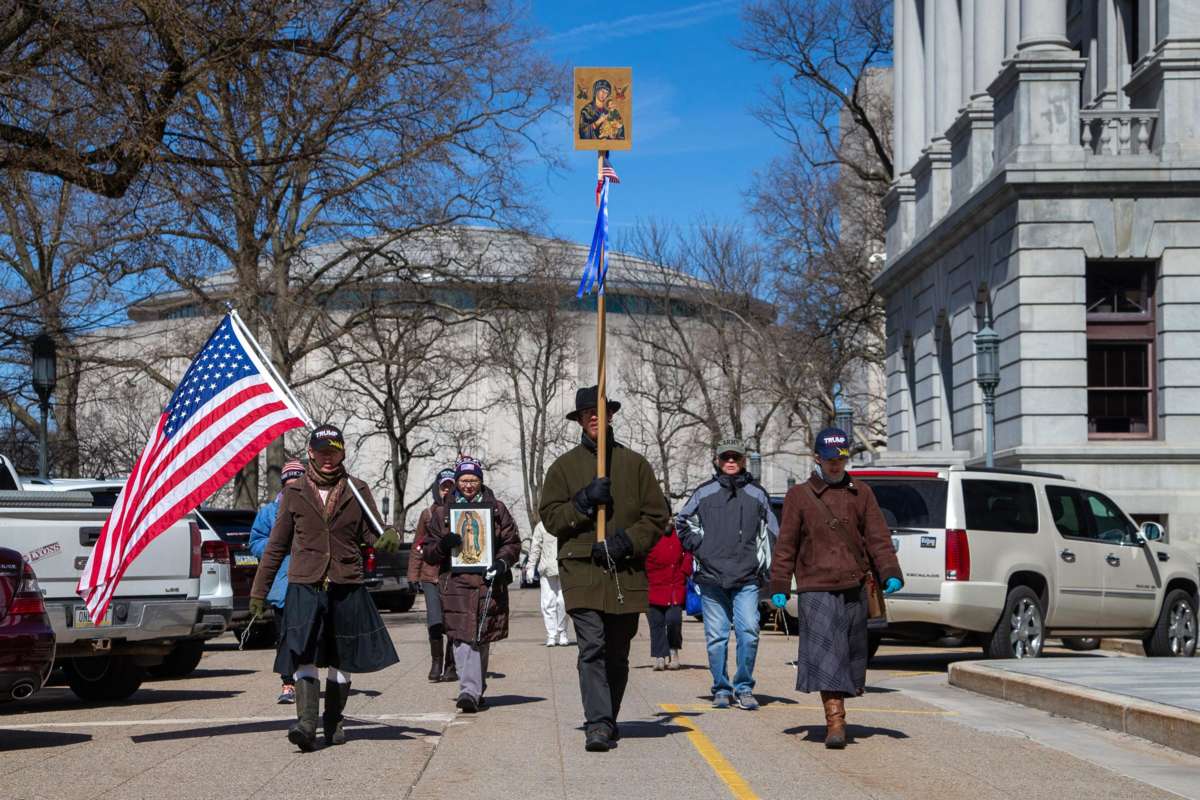 Christians march near the Pennsylvania State Capitol