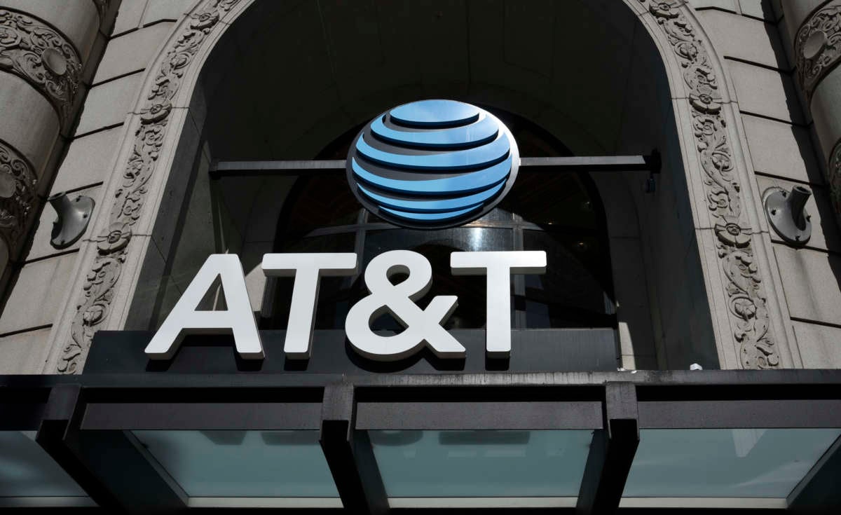 The entrance to an AT&T store in San Francisco, California, on August 12, 2018.