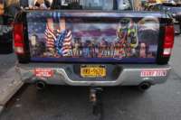 A pickup truck is parked just two blocks from Ground Zero on September 10, 2021 in New York City.