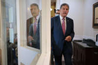 Sen. Joe Manchin (D-West Virginia) arrives for a news conference at the U.S. Capitol on November 01, 2021 in Washington, D.C.