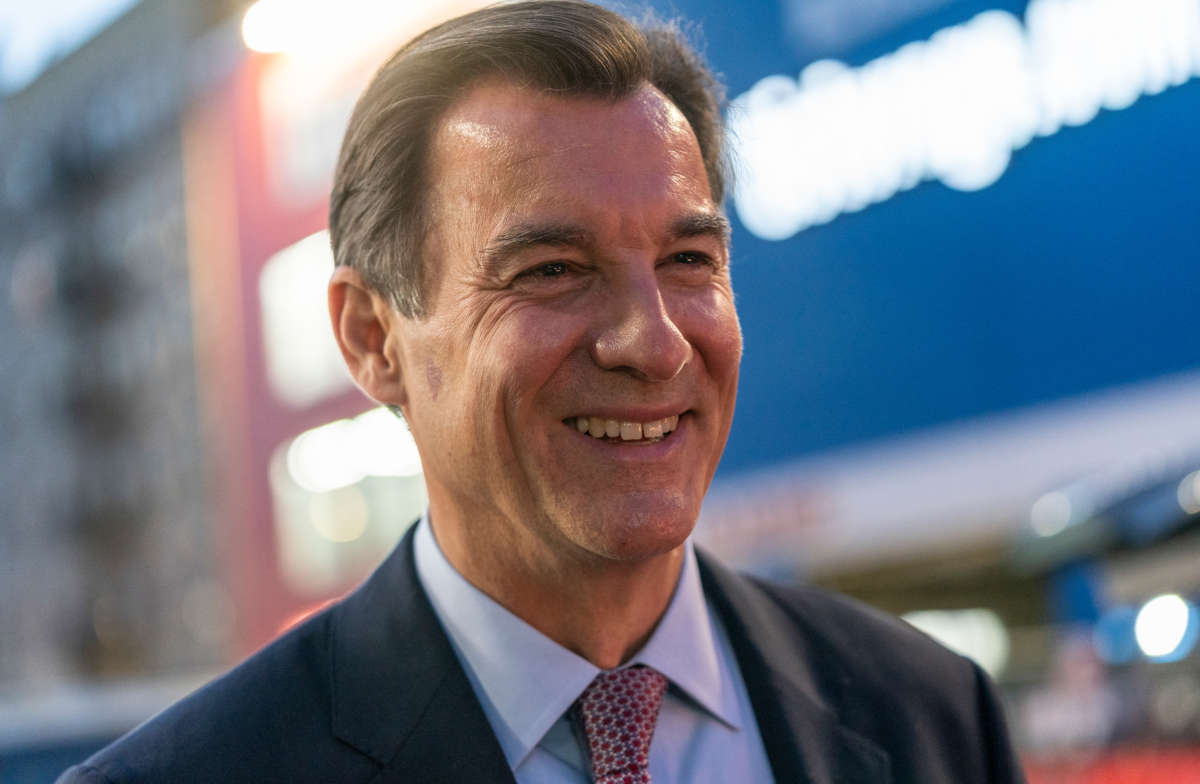 Rep. Tom Suozzi is seen outside of National Action Network in New York City, May 25, 2021.